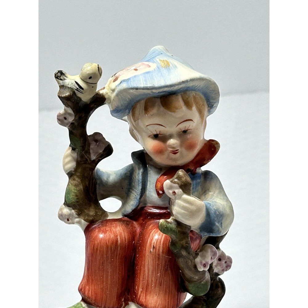 Vintage Sphinx Japan Ceramic Handpainted Little‎ Boy In A Tree Figurine - Picture 12 of 15